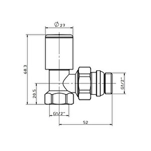Radyatör Havlupan Vanası Köşe Tip 1/2'' Siyah Kvn101-b