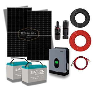 5000 Watt Tv Büyük Buzdolabı Solar Paketi 550w Güneş Paneli 1.6kw İnverter 200ah Jel Akü