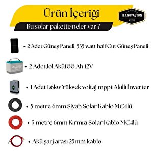 5000 Watt Tv Büyük Buzdolabı Solar Paketi 550w Güneş Paneli 1.6kw İnverter 200ah Jel Akü