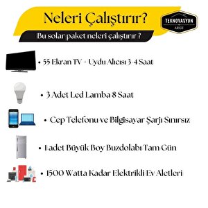 5000 Watt Tv Büyük Buzdolabı Solar Paketi 550w Güneş Paneli 1.6kw İnverter 200ah Jel Akü