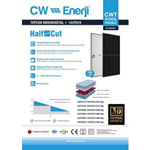 Cw Enerji 570wp 144tn M10 Topcon Güneş Paneli