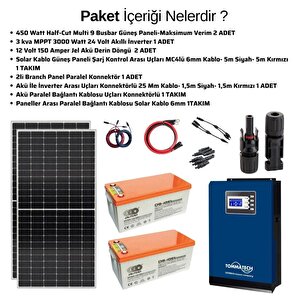Teknovasyon Arge Güneş Enerjisi Solar Paketi 3kva İnverter 450 Watt Güneş Paneli 150 Amper Jel Akü