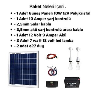 Teknovasyon Arge 10 Watt Güneş Paneli Aydınlatma Paketi Solar Paket