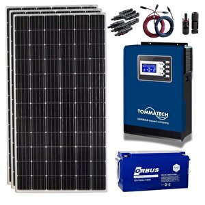 Teknovasyon Arge Güneş Enerjisi Bağ Evi Solar Paketi 1kva İnverter 210w Güneş Paneli 150ah Jel Akü