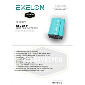 Teknovayon Arge Exelon 12 V 2000w Tam Sinüs Inverter