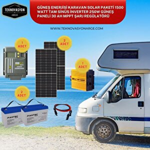 Teknovasyon Arge  Güneş Enerjisi Karavan Solar Paketi 30 Ah Mppt İnverter 250w Güneş Paneli