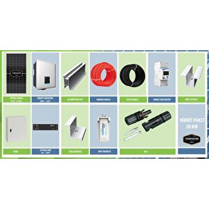 On Gri̇d Lityum Hibrit 20 Kw Kva Trifaze Solar Güneş Paneli Paket Sistemi