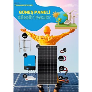 Güneş Enerjisi  Hibrit Paket 15kva  İnverter 455 Watt  Güneş Paneli 48 Volt 50 Amper Lityum Akü  5000 Watt  Dikey Rüzgar Türbini