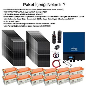 Teknovasyon Arge Güneş Enerjisi Solar Paketi 11kva İnverter 550 Watt Güneş Paneli 200 Amper Jel Akü