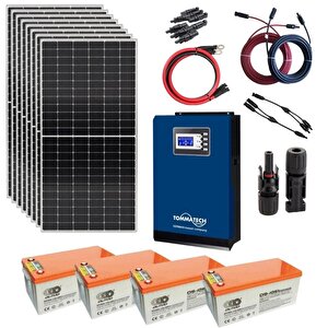 Teknovasyon Arge Güneş Enerjisi Solar Paketi 3kva İnverter 410 Watt Güneş Paneli 200 Amper Jel Akü