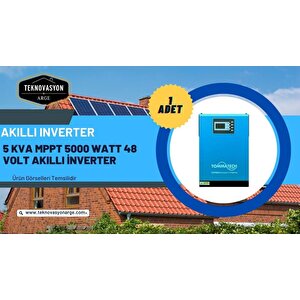 Güneş Enerjisi  Hibrit Paket 5kva Mppt İnverter 450 Watt Güneş Paneli 150 Amper Jel Akü İstabreeze 1000 W 48 V Rüzgar Türbini + Ye