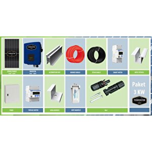On Gri̇d 3 Kw Kva  Monofaze Solar Güneş Paneli Paket Sistemi