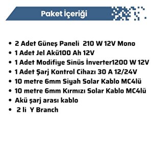 1200 Watt Tv Aydınlatma Bağ Evi Güneş Enerjisi 210w Solar Paket