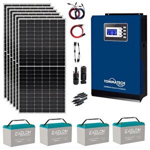 Teknovasyon Arge Güneş Enerjisi Bağ Evi Solar Paketi 5kva İnverter 350w Güneş Paneli 100ah Jel Akü
