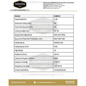 Pylontech H48050 Lityum Akü 48 Volt  50 Amper 2.4 Kw