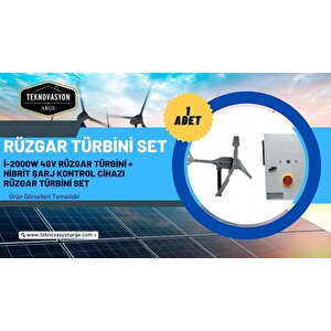 Güneş Enerjisi Hibrit Paket 5kva Mppt İnverter 455 Watt Güneş Paneli 200 Amper Jel Akü  İ-2000w 48v Rüzgar Türbini + Hibrit Şarj