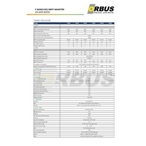Orbus 5kva Mono Faze F Serisi Çift Mppt On Grid Invertör