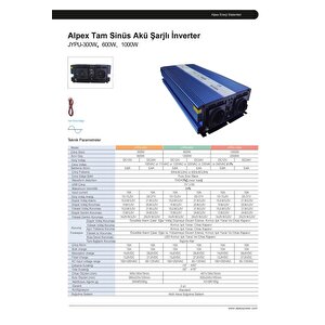 Alpex 1000 Watt 12 Volt Ups (şebeke Şarjlı) Tam Sinüs İnvertör