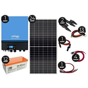 Güneş Enerjisi  Hibrit Paket 11kva  İnverter 450 Watt  Güneş Paneli 12 Volt 200 Amper Jel Akü 3000 Watt  Dikey Rüzgar Türbini