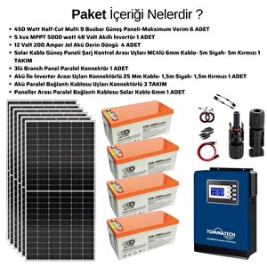 Teknovasyon Arge Güneş Enerjisi Solar Paketi 5kva İnverter 550 Watt Güneş Paneli 200 Amper Jel Akü