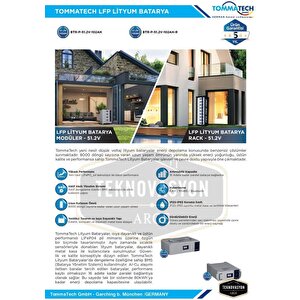 Teknovasyon Arge Tommatech Modüler Serisi 51.2v 102ah G2 Lfp Lityum Akü Li̇fepo4