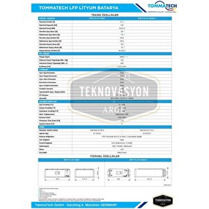 Teknovasyon Arge Tommatech Modüler Serisi 51.2v 102ah G2 Lfp Lityum Akü Li̇fepo4