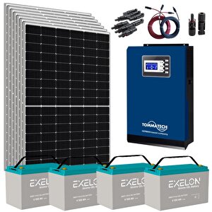 Teknovasyon Arge Güneş Enerjisi Bağ Evi Solar Paketi 5kva İnverter 410w Güneş Paneli 100ah Jel Akü