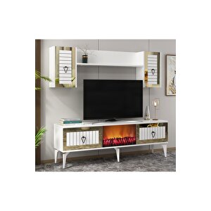 Li̇i̇nda Tv Üni̇tesi̇ Şömi̇neli̇ Takim Beyaz-altin Bej