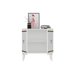 Yummy Lazer Çi̇zgi̇li̇ - Pleksi̇ Desenli̇ Konsol , Çok Amaçli Dolap , Banyo Dolabi Beyaz-altin
