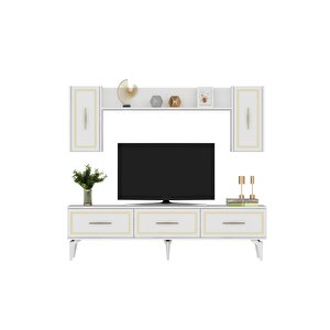 Vannessa 180 Cm  Tv Üni̇tesi̇ Takimi Beyaz-altin Altın