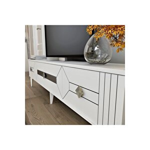 Ceneyra 180 Cm Tv Ünitesi Beyaz-gümüş Gümüş