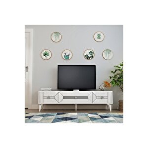 Ceneyra 180 Cm Tv Ünitesi Beyaz-gümüş