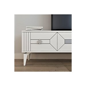 Ceneyra 180 Cm Tv Ünitesi Beyaz-gümüş