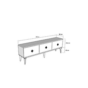 Ceneyra 180 Cm Tv Ünitesi Beyaz-gümüş