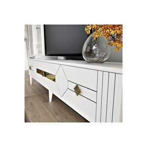 Ceneyra 180 Cm Tv Ünitesi Beyaz-altın Beyaz