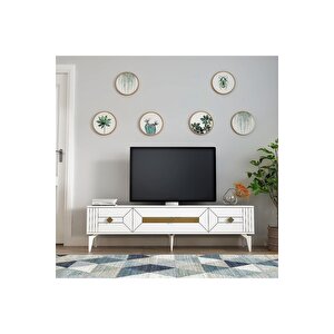 Ceneyra 180 Cm Tv Ünitesi Beyaz-altın