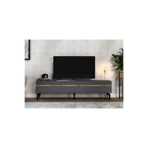 Deffne 180 Cm Tv Sehpası Antrasit-altın Antrasit
