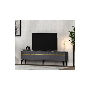 Deffne 180 Cm Tv Sehpası Antrasit-altın Antrasit