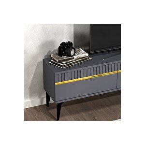 Deffne 180 Cm Tv Sehpası Antrasit-altın Antrasit