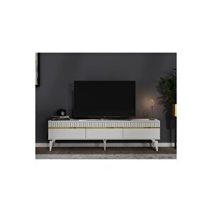 Deffne 180 Cm Tv Sehpası Beyaz-altın Altın