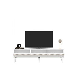 Deffne 180 Cm Tv Sehpası Beyaz-altın