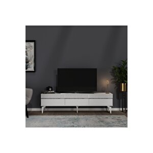 Deffne 180 Cm Tv Sehpası Beyaz-gümüş Beyaz