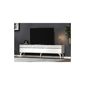 Deffne 180 Cm Tv Sehpası Beyaz-gümüş Beyaz