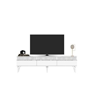 Deffne 180 Cm Tv Sehpası Beyaz-gümüş