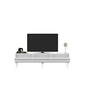 Deffne 180 Cm Tv Sehpası Beyaz-gümüş