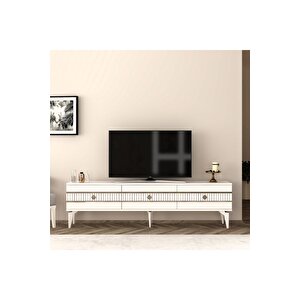 Lennora 180 Cm  Tv Sehpasi (alt Modül) Beyaz-gümüş Beyaz