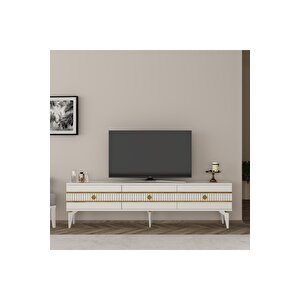 Lennora 180 Cm  Tv Sehpasi (alt Modül) Beyaz-altin Bej