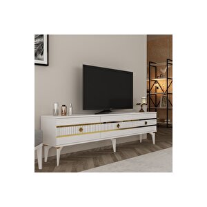 Lennora 180 Cm  Tv Sehpasi (alt Modül) Beyaz-altin Bej