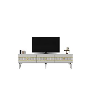 Lennora 180 Cm  Tv Sehpasi (alt Modül) Beyaz-altin Bej