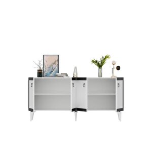 Ponny 180 Cm Tv Ünitesi Ve Konsol 2'li Salon Takımı Beyaz-gümüş